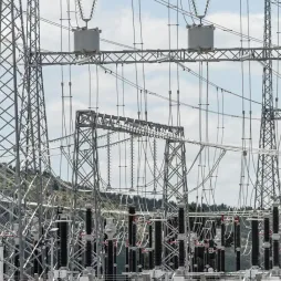 Electrical substation equipment and transmission infrastructure at Santa Clara facility.
